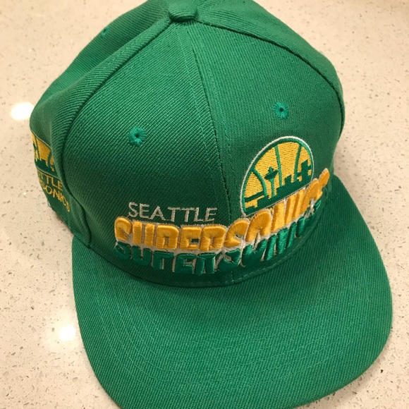 Seattle Sonics New Era 59Fifty NBA Fitted Hat SONICS Retro Back Green Size 7 1//4
